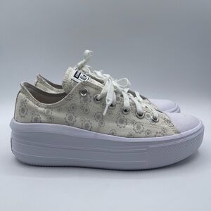Converse White Floral Platform Sneakers